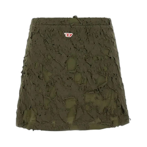 Logo-Patch Distressed Mini Skirt