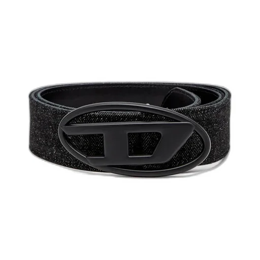 Logo Buckle Embellished Denim Belt