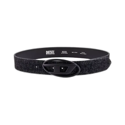 Logo Buckle Embellished Denim Belt