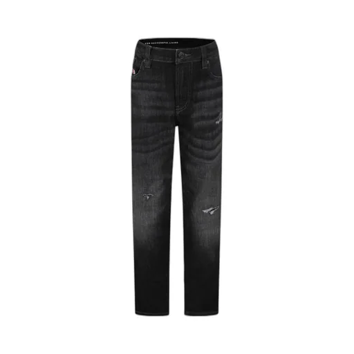 Distressed Straight-Leg Jeans