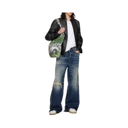 L-Carver Logo Embossed Leather Biker Jacket