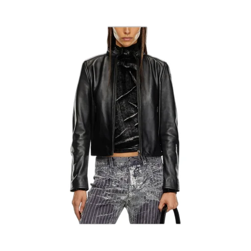 L-Ayla Zipped Leather Biker Jacket