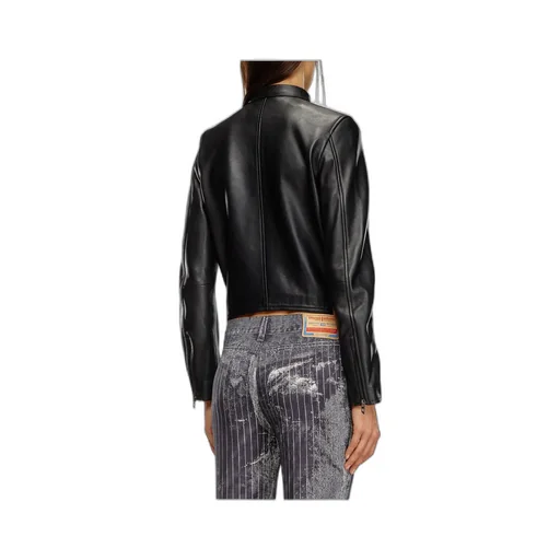 L-Ayla Zipped Leather Biker Jacket