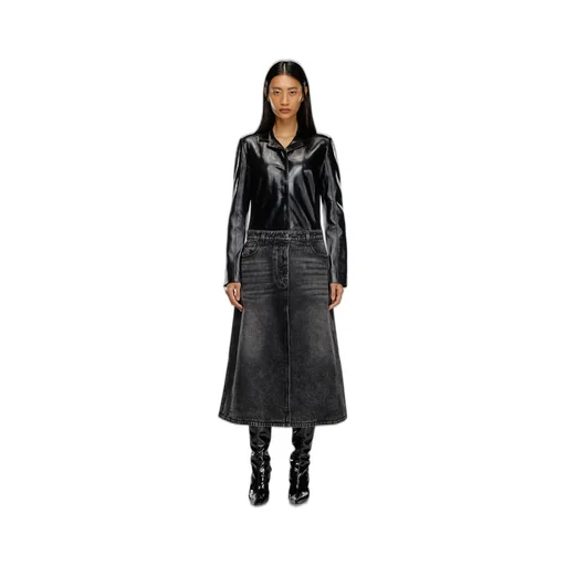 L-Ory Leather Denim Coat