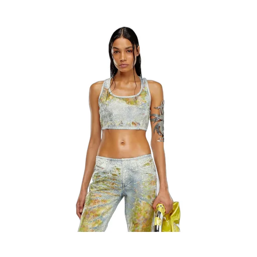 De-Detop-Fse Denim Embellished Cropped Top