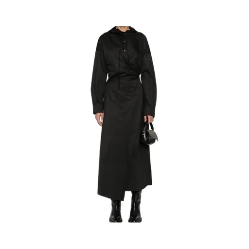 Long-Sleeved Hooded Wrap Dress