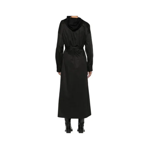 Long-Sleeved Hooded Wrap Dress