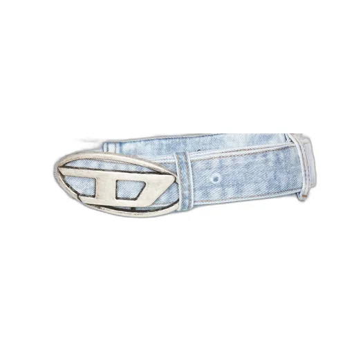 D-Buckle Belted Denim Mini Skirt