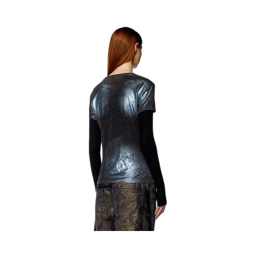 T-Miwa Layered Faded Metallic Top