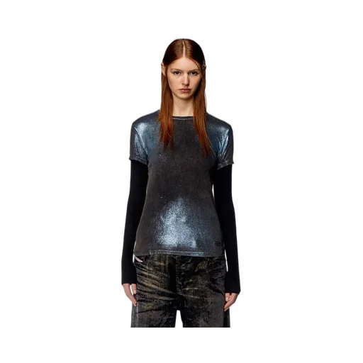 T-Miwa Layered Faded Metallic Top