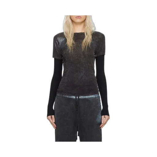 T-Miwa Layered Faded Metallic Top