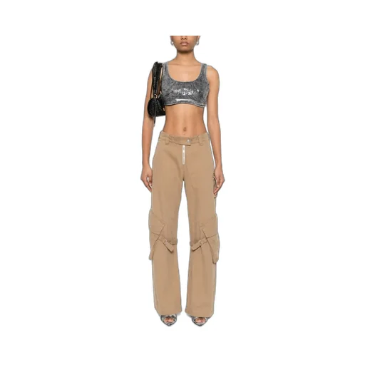 Toppy Sequin-Effect Denim Cropped Top