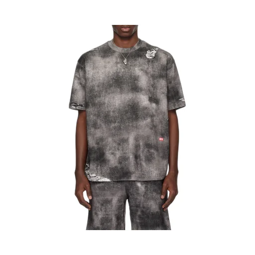 T-Wash-N2 Trompe L'oeil Denim Printed Distressed T-Shirt