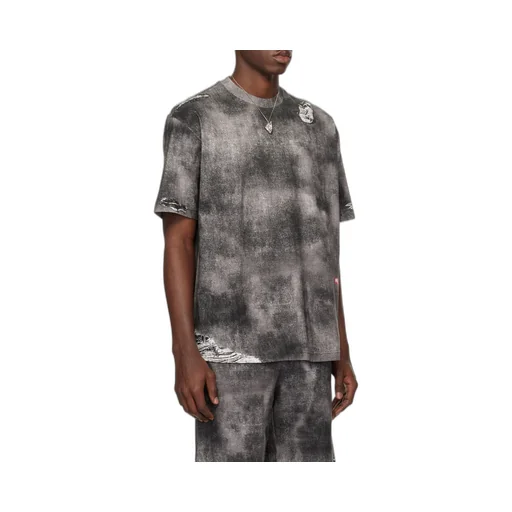 T-Wash-N2 Trompe L'oeil Denim Printed Distressed T-Shirt