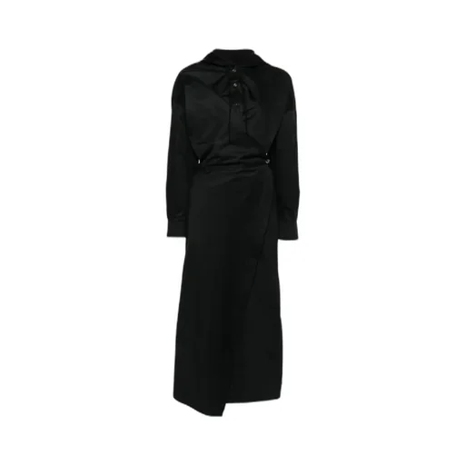 Long-Sleeved Hooded Wrap Dress