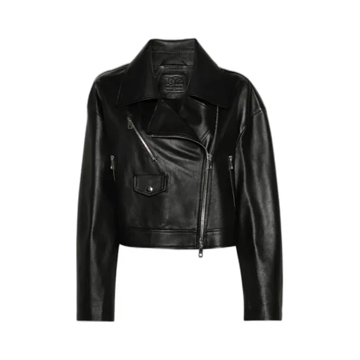 Zip Detailed Leather Jacket