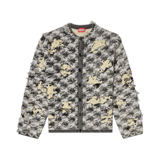 Cardigan In Devoré Houndstooth Jacquard