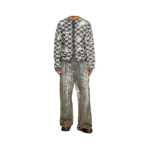Cardigan In Devoré Houndstooth Jacquard