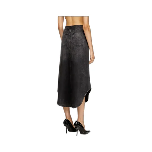 Curved-Hem Denim Skirt