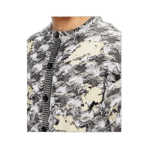 Cardigan In Devoré Houndstooth Jacquard