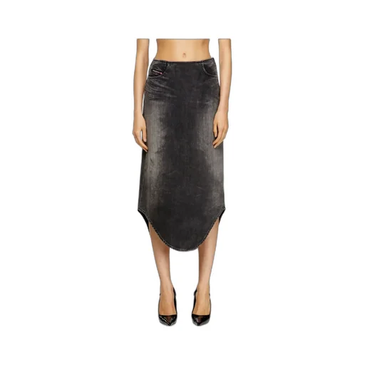 Curved-Hem Denim Skirt