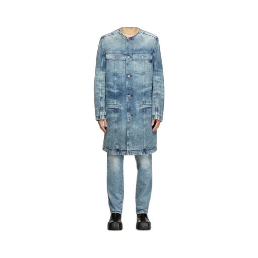 Coat In Lasered Cotton-Hemp Denim