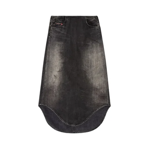 Curved-Hem Denim Skirt