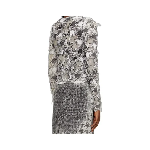 Devoré Houndstooth Jacquard Cardigan