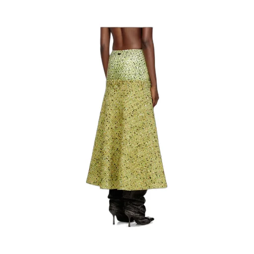 Tweed-Textured Flared Midi Skirt