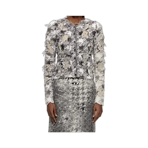 Devoré Houndstooth Jacquard Cardigan