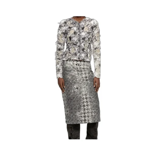 Devoré Houndstooth Jacquard Cardigan