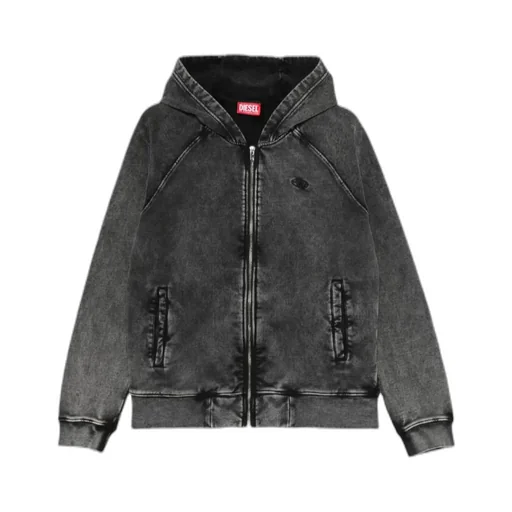Faded Effect Zip-Up Hoodie