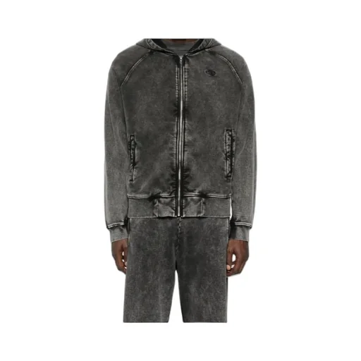 Faded Effect Zip-Up Hoodie
