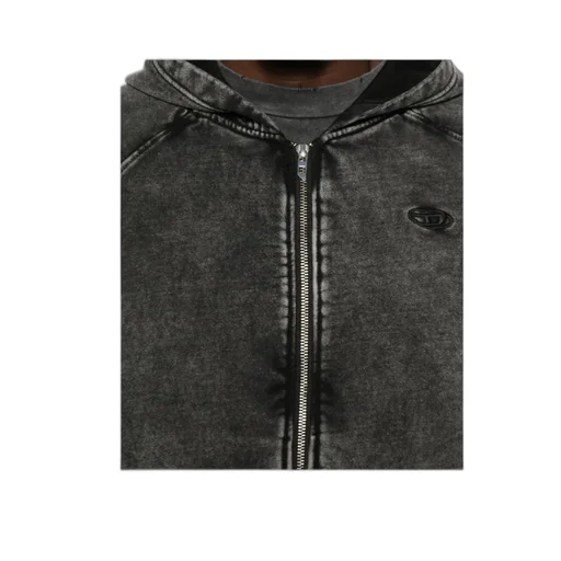 Faded Effect Zip-Up Hoodie