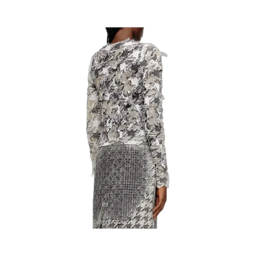 Cardigan In Devoré Houndstooth Jacquard