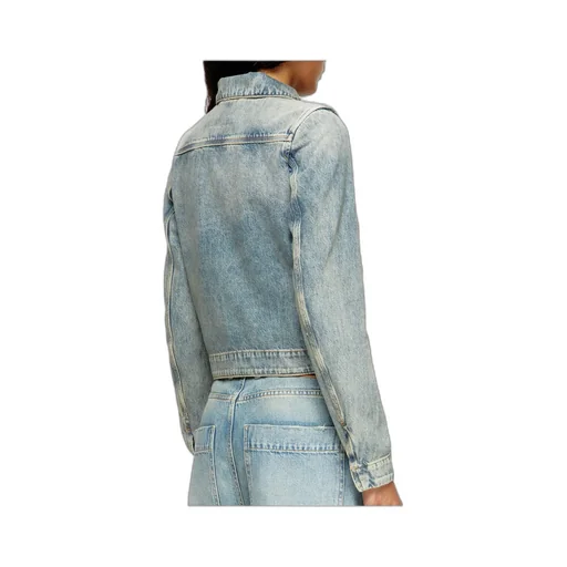 Zip-Fastening Shoulder-Detail Denim Jacket