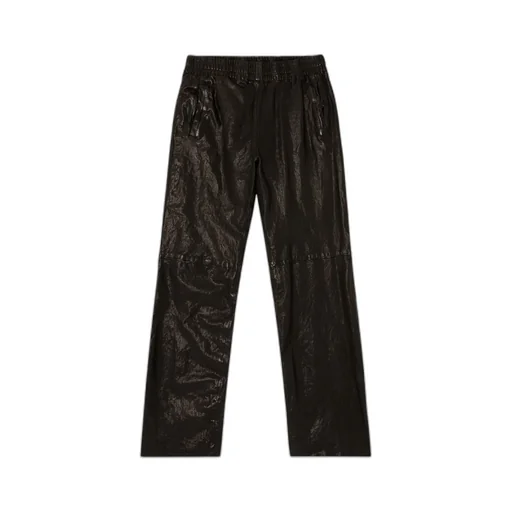 Elasticated-Waist Leather Trousers