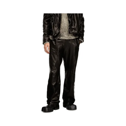 Elasticated-Waist Leather Trousers