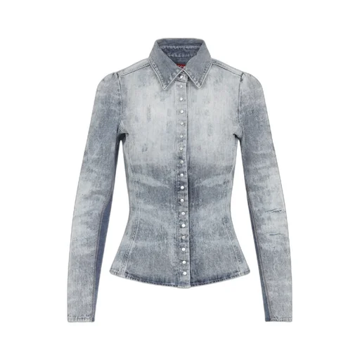 D-Simp-Fsh Distressed Honeycomb Denim Shirt