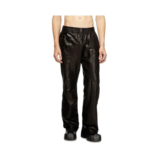 Elasticated-Waist Leather Trousers