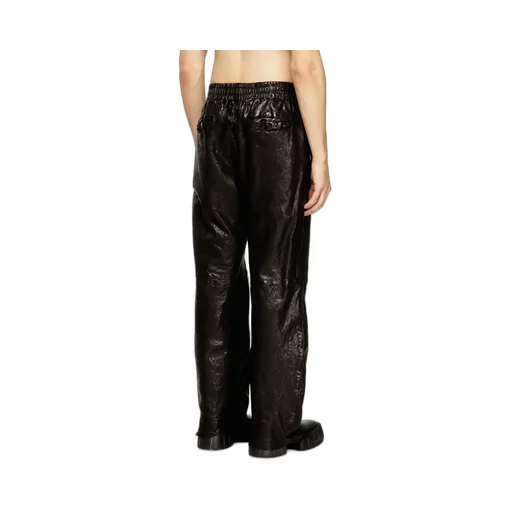Elasticated-Waist Leather Trousers