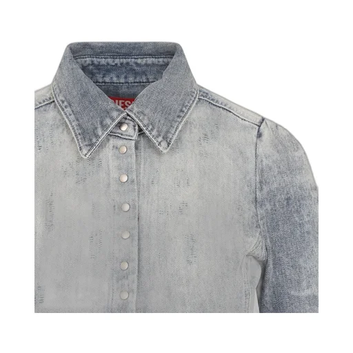 D-Simp-Fsh Distressed Honeycomb Denim Shirt