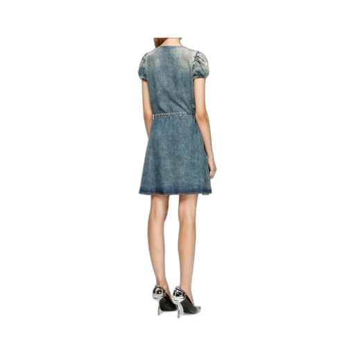 Puff-Sleeves Buttoned-Front Mini Day Dress