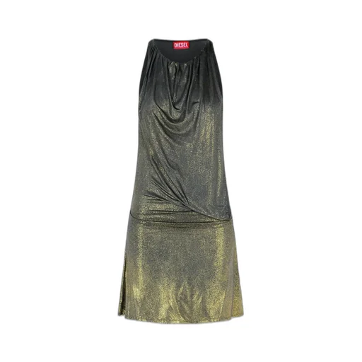 Draped Metallic-Effect Mini Dress