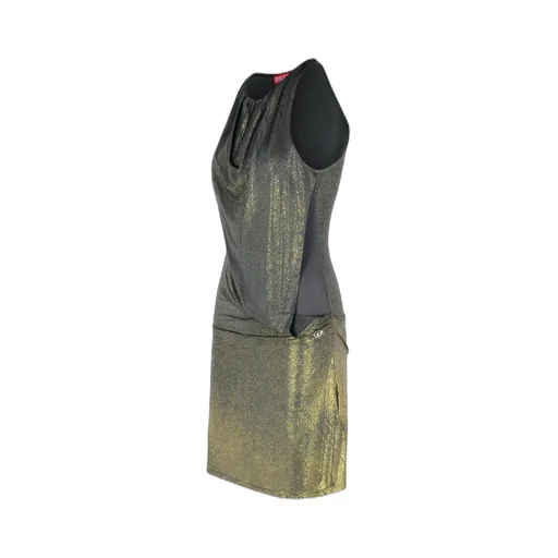 Draped Metallic-Effect Mini Dress