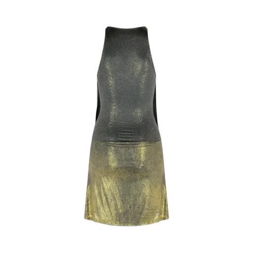 Draped Metallic-Effect Mini Dress