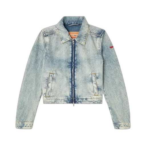 Zip-Fastening Shoulder-Detail Denim Jacket