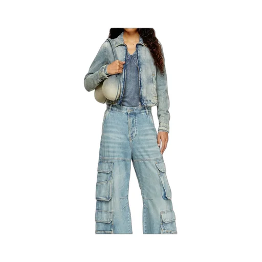 Zip-Fastening Shoulder-Detail Denim Jacket