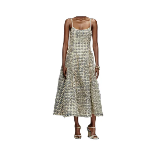 Long Skirt In DÉVoré Houndstooth Denim