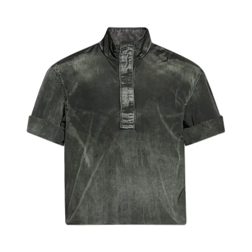 Denim-Effect Short-Sleeve Polo Shirt